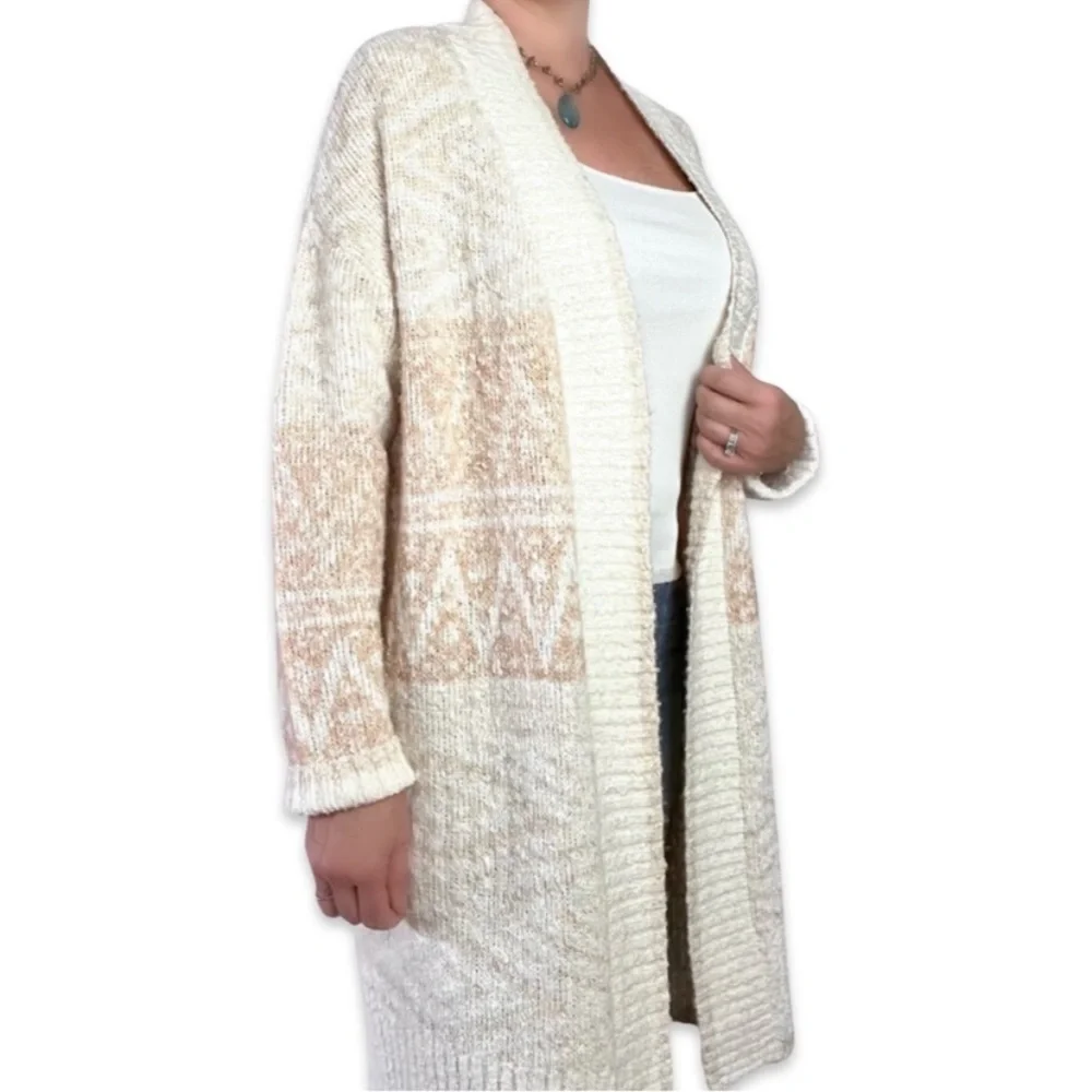 SOLD!!!  Joie Cream & Beige Nordic Long Cardigan Duster - Picture 1 of 9
